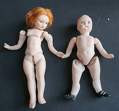 Lote De 2 Muñecas De Colección "Poppet" Pelo Rojo Partes Del Cuerpo Bisque Cuerpo Solo 4-5" -Muñeca Foto 1 de 4