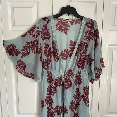 Kori America Chiffon Duster Kimono Cover Up Tamanho P Boho Cottagecore Fairycore - Imagem 1 de 4