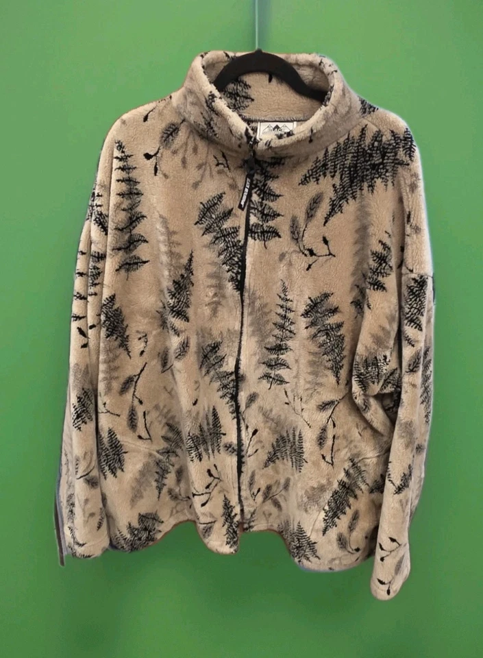 Vellón de montaña negro vintage - línea de hojas y ramas para exteriores - 2x para mujer Foto 1 de 4