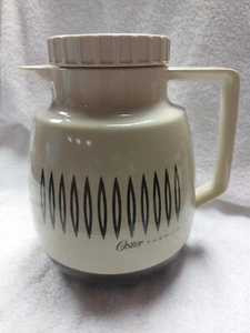 Vintage Mid Century Oster Thermo Glass Insulated 2 Qt Coffee Carafe Beige/Brown - Picture 1 of 11