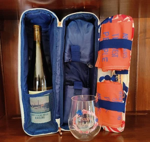 NEW Happy Glamper Camping Wine Picnic Travel Bag Case Floral 2 Glasses Napkins - Picture 1 of 7