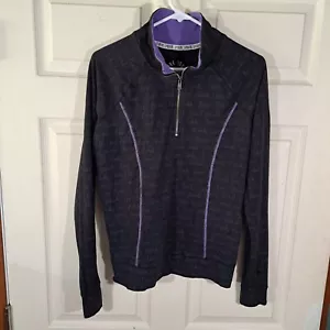 Pink Victoria’s Secret Sweatshirt Size S Black Purple Gray Logo 1/4 Zip Yoga - Picture 1 of 15