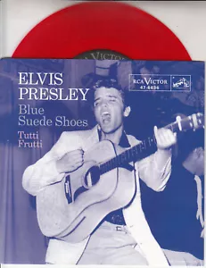 ELVIS PRESLEY Blue suede shoes/Tutti Frutti PICTURE SLEEVE 7" 45 NEW RED VINYL - Foto 1 di 3