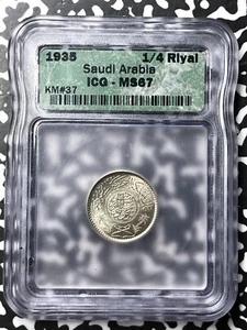 1935 Saudi Arabia 1/4 Riyal ICG MS67 Lot#G7405 Silver! Gem BU! KM#37 - Picture 1 of 3