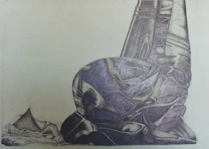 "DRAPERIE" Dessin au crayon noir sur papier - Imagen 1 de 1