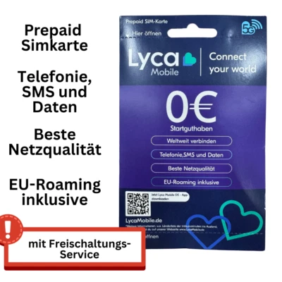 Lycamobile Lyca-mobile Sim Karte Simkarte Prepaid 5G - Beste Netzqualität