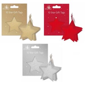 Christmas Star Shaped Gift Tags Red Silver Or Gold Shiny Xmas Present Labels
