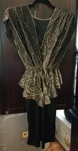 Vintage Nuance Goldschimmer und Schwarz Kleid - Größe 11 - Bild 1 von 4