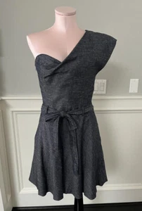 Pascal Millet Blue One-Shoulder Mini Dress with Waist Tie Size 38(Size 6 US) New - Picture 1 of 8