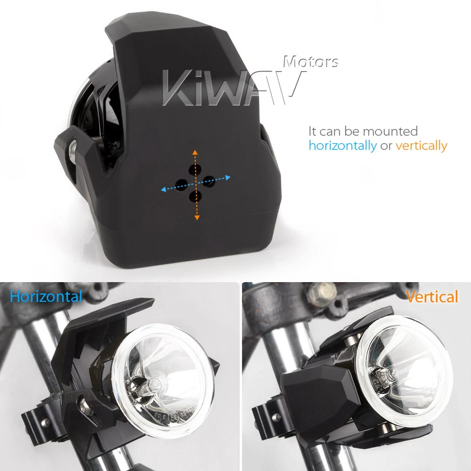 3" round fog light halogen H3 12V 55W ECE black shield xPAIR fits Harley bikes - Image 1 of 4