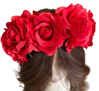 Festival Boho Wedding Flower Headband Head Garland Hair Band Crown Wreath - Image 1 of 2