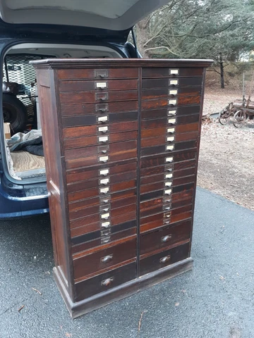 Large Antique Oak Multi Drawer File Cabinet Cover