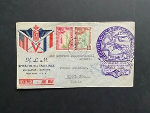 Postal History - Curacao 1943 1st KLM flight cover to Miami