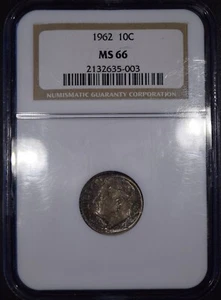 1962 Roosevelt Dime "NGC MS66" *Free S/H After 1st Item* - Picture 1 of 3