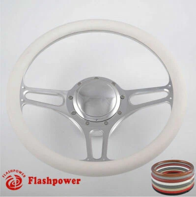 14" Billet Aluminum 9 Hole Steering Wheel Kit w/ Horn Button & Adapter - Image 1 of 4