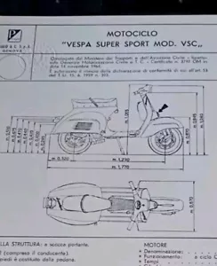 PIAGGIO VESPA SS 180 Super Sport VSC Scheda Omologazione 1964 FMI ASI DIAGRAM - Foto 1 di 5