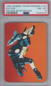 1985 Transformers G1 Action Cards # 107 Ravage PSA 8 NM/MT Orange Series 1