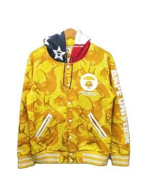 AAPE BY A BATHING APE Camouflage Hooded Bomber Cotton Sweater Yellow #EK AHA - Image 1 of 4