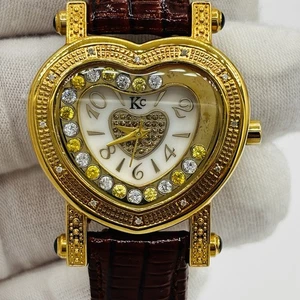 Techno Com by KC Gold Heart Bezel Floating Diamonds Womens Watch NOB - Picture 1 of 11