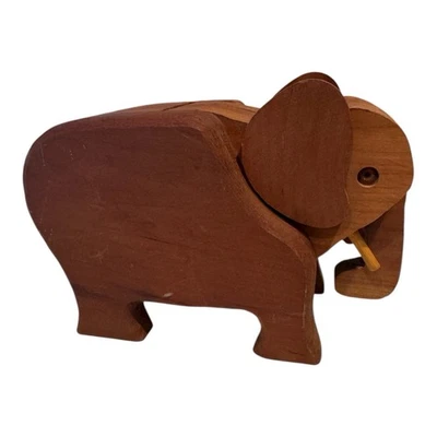 "Banco de elefantes de madera hecho a mano 8""" Foto 1 de 4