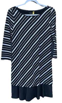 Vestido recto a rayas blanco y negro White House Black Market para mujer talla mediana M Foto 1 de 4