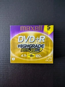 MAXELL DVD+R High Grade - 4.7 GB - 120 min w/Hardcoat Protection 5 pack - NEW - Picture 1 of 2