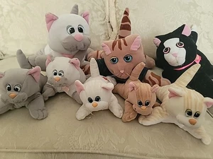 Vintage Pound Purries LOT Of 3 Large Cats + 5 Kittens 80s Plush 1985 Tonka Pets - Picture 1 of 24
