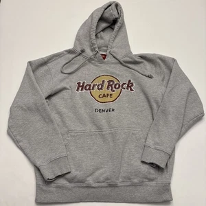 Hard Rock Cafe Denver Hoodie Youth L Long Sleeve Gray Vintage Style UNISEX - Picture 1 of 7