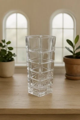 Rosenthal Studio-Line “Turnus” Crystal Vase 8.5” – Heavy Modern Tower Design - Image 1 of 4