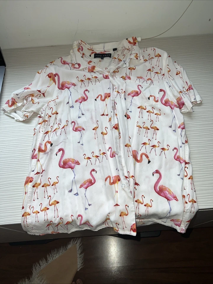 Camisa con botones FIVE FOUR para hombre talla mediana pingüino manga corta informal nueva Foto 1 de 1