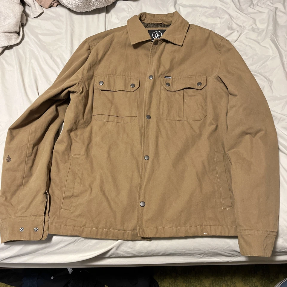 Volcom Mens Button Up Jacket Large Tan - Image 1 of 4