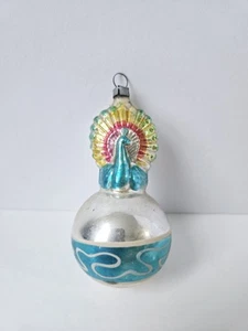 Adorno Navidad Vintage Cristal Pavo Real Pájaro Sobre Bola - Imagen 1 de 3