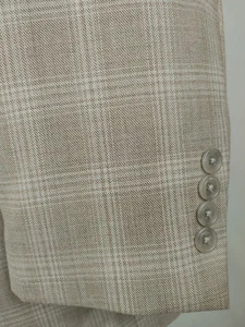 Calvin Klein Men's 40/41R Brown Beige Plaid Check Wool Blazer Jacket Sport Coat - Picture 1 of 18