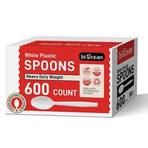 600Pack Disposable Plastic Spoons Bulk White Heavy Duty Silverware - Value Pa... - Picture 1 of 7