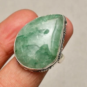 Green Aventurine Gemstone 925 Sterling Silver Handmade Jewelry Ring Size 7 - Picture 1 of 6