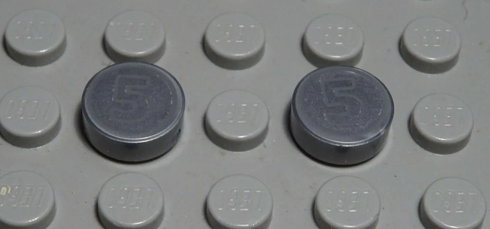 Lego Tile - Round 1X1 Matte Silver With Decor Coin Money 2 Pieces - Image 1 of 1