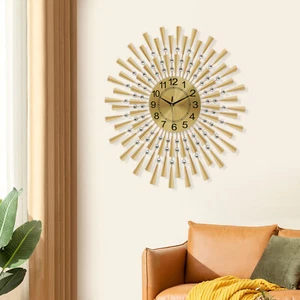 27.6in Large Wall Clocks Non-Ticking Bedroom Gold Silent Retro Clock Wall Decor - Picture 1 of 21