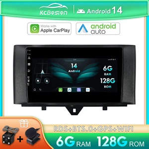 6+128G Android 14 Autoradio Carplay GPS Für Mercedes Benz Smart Fortwo 2010-2015 - Foto 1 di 13