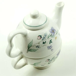 Pfaltzgraff Teapot/Cup. April Pattern, Stackable Teapot and Cup. - Picture 1 of 11
