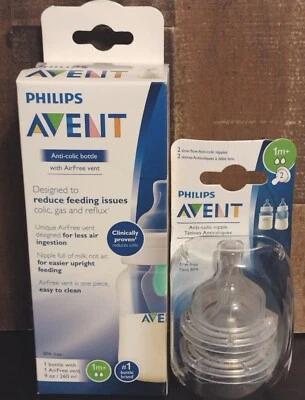 Philips AVENT 9oz AnticolicBaby Bottle & 2 Pack Slow Flow Nipples Anti-Colic - Image 1 of 3