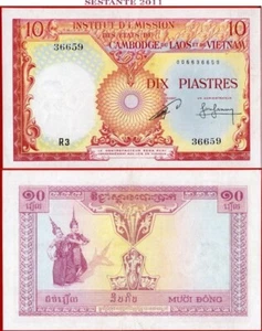 FRANZÖSISCH INDOCHINA KAMBODSCHA 10 PIASTER nd 1953 Schild 18 P 96b XF kostenloser Versand - Bild 1 von 8