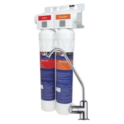 2 Stage Kitchen Under Sink Water Filtration System 5 Micron Carbon Block Filter - Image 1 of 4