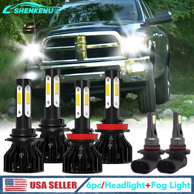 For 2016 2017 2018 Dodge RAM 1500 2500 3500 LED Headlight Hi/Lo+Fog light Bulbs - Image 1 of 4