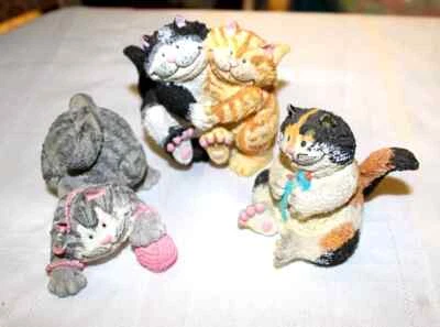 Lot of 3 Cuddling Cats Russ Berrie Resin Figurines ADORABLE! - Изображение 1 из 4