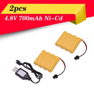 2pcs Ni-Cd AA Battery 4.8V 700mAh Pack Rechargeable For RC Car Toys SM-2P Plug - Picture 1 of 9