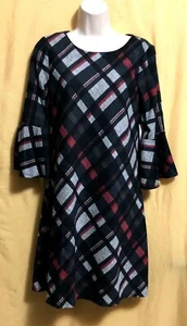 Jessica H Howard ladies lined gray plaid sweater dress keyhole top Petite PM $89 - Picture 1 of 8