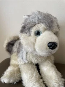 Aurora World Husky White Malamute Puppy Dog ~ Wolf Blue Eyes Plush Toy 11" - Picture 1 of 6