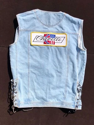 Diamond Plate Button Up Denim Biker /auto Vest With Chevelle Patch Size MENS 2x - Image 1 of 4