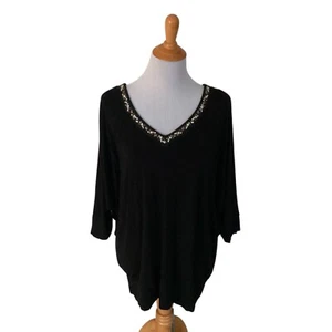Top Dolman Lane Bryant cuello con cuentas negro talla 14/16 - Imagen 1 de 6
