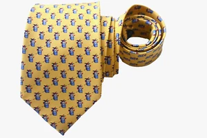 JOS A. BANK MEN'S TIE YELLOW/JACK IN THE BAX Width: 3.5/8" Length: 58" - Picture 1 of 3